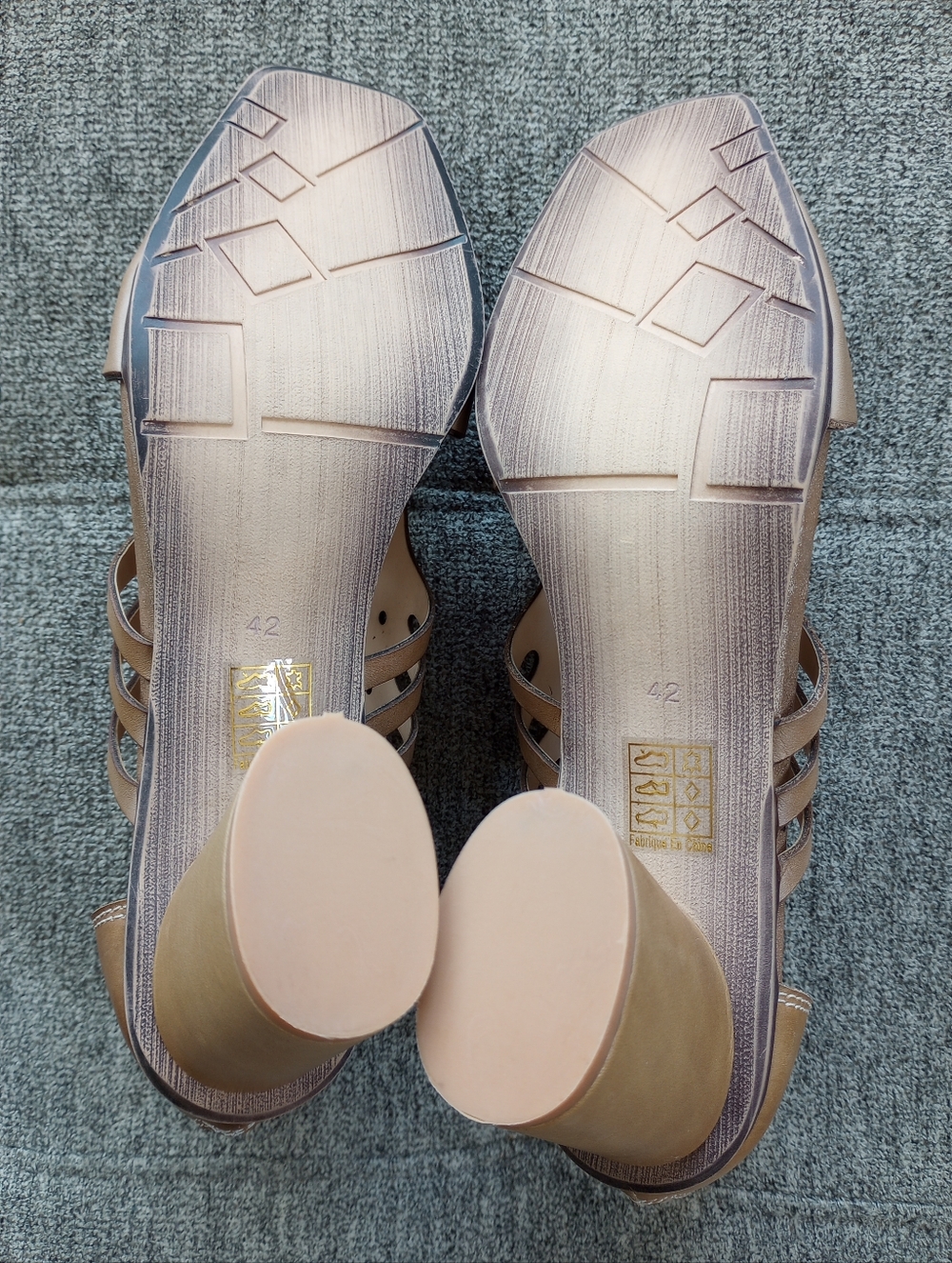 L'artiste Tan Leather Flamenco Block Heel Zipper Back Size Euro 42 10.5 11 New! - Picture 8 of 14